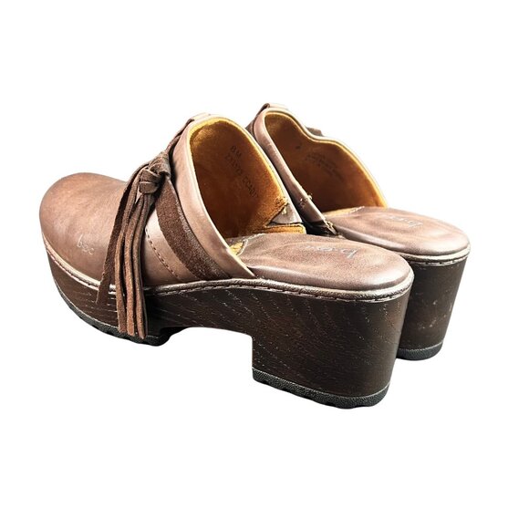 B.O.C. Womens Brown Leather Block Heel Platform Mule Clogs Shoes US sz 8 EUC - Picture 6 of 12